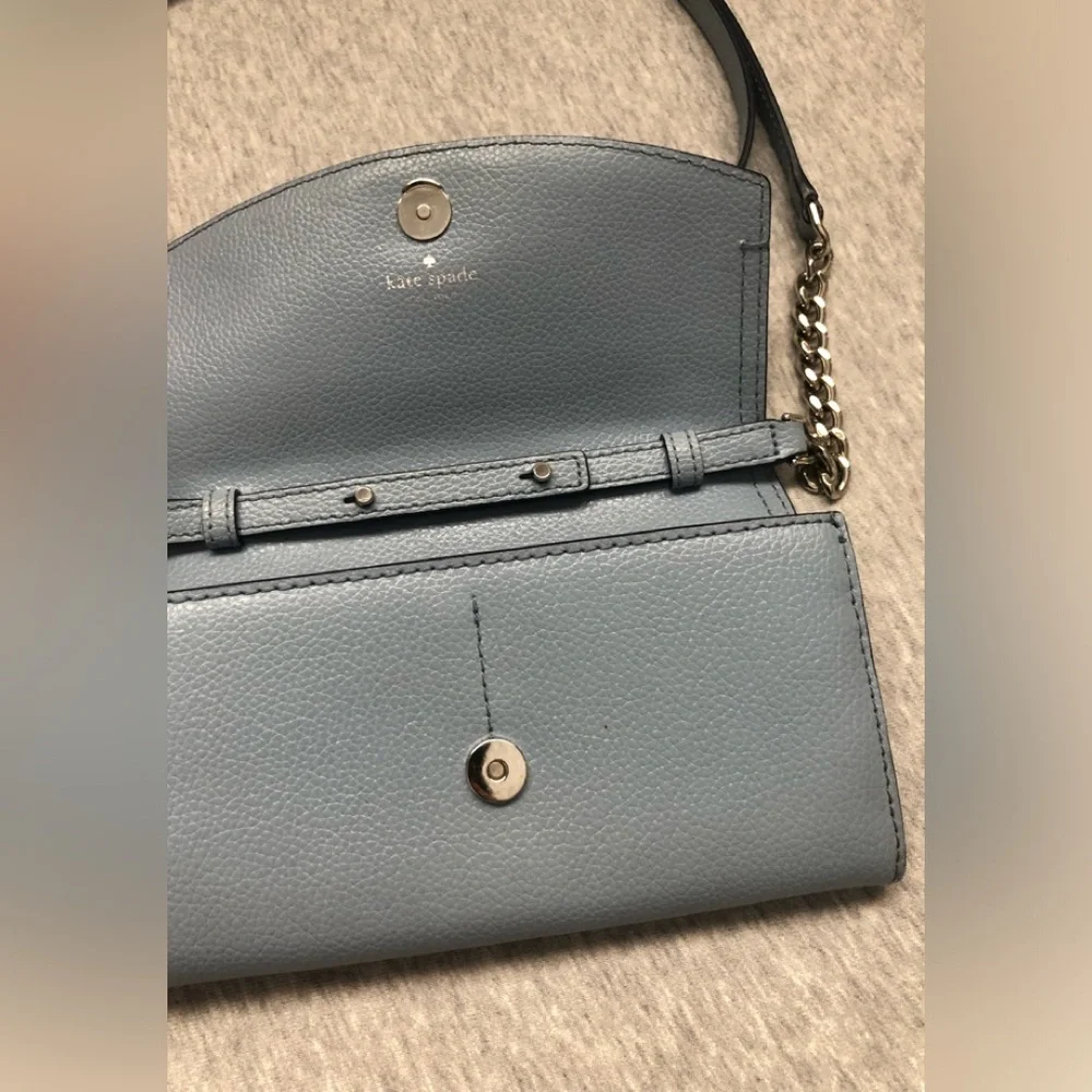 Kate Spade Leather Crossbody Blue Detachable Strap Purse Handbag Clutch